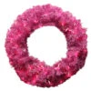 24" Pink And Red Pre-Lit Orchid Cedar Pine Artificial Christmas Wreath - Pink Lights - 30789933