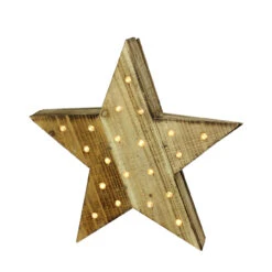15.5" Luxury Lodge LED Lighted Country Rustic Natural Wooden Star Christmas Decoration
