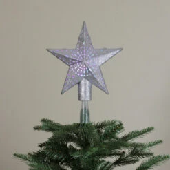 Kurt Adler 9" LED Lighted Sliver Glitter Star Christmas Tree Topper - Multi Lights -Northlight ksa jel0311 3 97470.1588405840