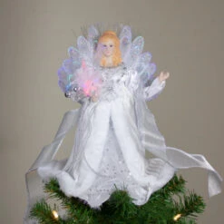 Kurt Adler 12" Silver And White LED Lighted Fiber Optic Angel Christmas Tree Topper -Northlight ksa ul1084 6 44541.1588415246