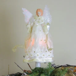 Kurt Adler 16" Lighted Gold Fiber Optic Animated Porcelain Angel Christmas Tree Topper -Northlight ksa ul2184 3 19152.1588406574