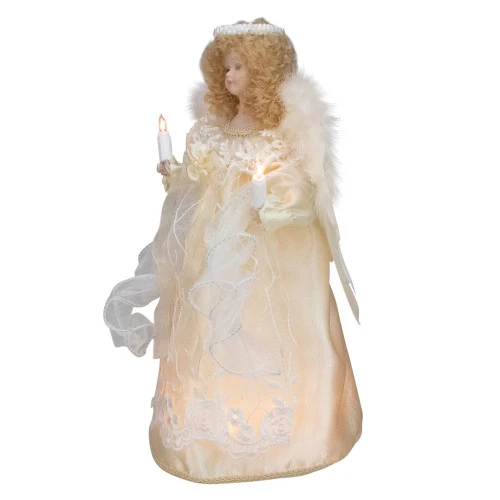 Kurt Adler 12" Lighted Ivory Angel With Halo Christmas Tree Topper - Clear Lights 4 Kurt Adler 12" Lighted Ivory Angel With Halo Christmas Tree Topper - Clear Lights - Image 2