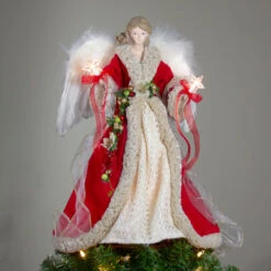 Kurt Adler 16" Red And Ivory Poinsettia Angel Christmas Tree Topper - 33752004 -Northlight ksa ul2218 5 19205.1588405772