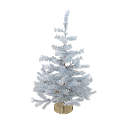 3' Winter Light Frosted Blue Pine Artificial Christmas Tree With Burlap Base - Unlit