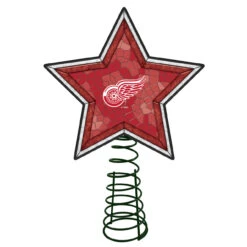 10" Lighted Red And White Star NHL Detroit Red Wings Mosaic Christmas Tree Topper