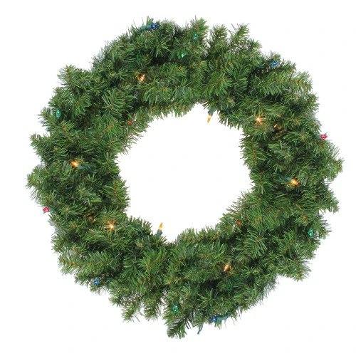 24" Pre-Lit Canadian Pine Artificial Christmas Wreath - Multi-Color Lights 3 24" Pre-Lit Canadian Pine Artificial Christmas Wreath - Multi-Color Lights