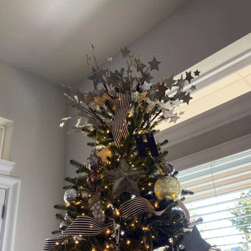 24" White Glittered Sparkling Stars Artificial Christmas Spray 6 24" White Glittered Sparkling Stars Artificial Christmas Spray - Image 4