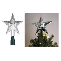 11.5" Lighted Silver Kaleidoscope Star Christmas Tree Topper - Cool White Lights -Northlight mr.20christmas2069802 03 17085.1599267576