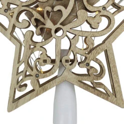 Northlight 10" Lighted Brown Star With Cut-Out Design Christmas Tree Topper - Clear Lights -Northlight northlight20ha87093 17595.1665433006