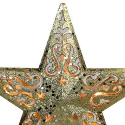 Northlight 8.25" Gold Glitter Star Christmas Tree Topper - Clear Lights -Northlight northlight20nl02634 20411.1664379975