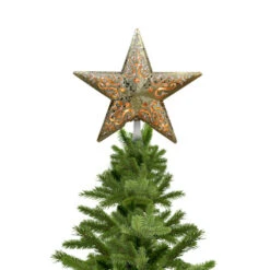 Northlight 8.25" Gold Glitter Star Christmas Tree Topper - Clear Lights -Northlight northlight20nl02634b 35374.1664379975