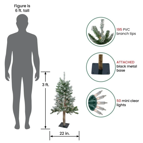 Northlight 3' Pre-Lit Flocked Alpine Artificial Christmas Tree - Clear Lights 4 Northlight 3' Pre-Lit Flocked Alpine Artificial Christmas Tree - Clear Lights - Image 2