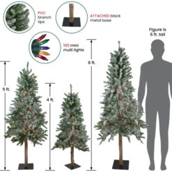 Northlight Set Of 3 Pre-Lit Slim Flocked Alpine Artificial Christmas Trees 6' - Multicolor Lights -Northlight northlight20v27448 81855.1665696781