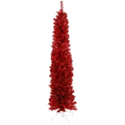 Northlight 6' Pencil Red Tinsel Artificial Christmas Tree - Unlit