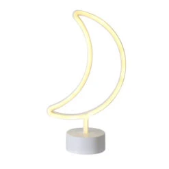 Northlight 11.5" White Battery Operated Neon LED Moon Table Light