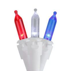 Northlight 50-Count Red, White And Blue LED Mini 4th Of July Lights - 15.5 Ft White Wire