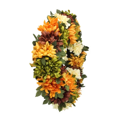 Northlight Autumn Orange And Green Chrysanthemum Artificial Thanksgiving Wreath - 19.5-Inch, Unlit 4 Northlight Autumn Orange And Green Chrysanthemum Artificial Thanksgiving Wreath - 19.5-Inch, Unlit - Image 2