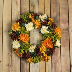 Northlight Autumn Orange And Green Chrysanthemum Artificial Thanksgiving Wreath - 19.5-Inch, Unlit 7 Northlight Autumn Orange And Green Chrysanthemum Artificial Thanksgiving Wreath - 19.5-Inch, Unlit -Northlight northlight kji2015967 40215.1665610430
