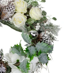 Northlight White And Silver Floral Flocked Pine Artificial Grapevine Christmas Wreath - 24-Inch, Unlit -Northlight northlight kji28196 1 13721.1588351399