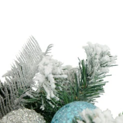 Northlight Flocked Pine With Teal And Silver Ornaments Artificial Christmas Wreath, 24-Inch, Unlit -Northlight northlight kji82572 3 updated2022 02802.1665087477