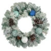Northlight Flocked Pine With Blue And Silver Ornaments Artificial Christmas Wreath, 24-Inch, Unlit -Northlight northlight kji85813 1 updated2022 99728.1664551946