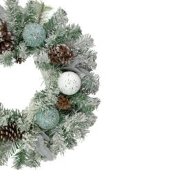 Northlight Flocked Pine With Blue And Silver Ornaments Artificial Christmas Wreath, 24-Inch, Unlit -Northlight northlight kji85813 2 updated2022 10425.1664551947