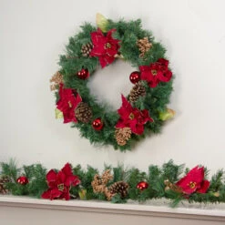 Northlight 6' X 10" Pine And Poinsettias Artificial Christmas Garland - Unlit -Northlight northlight kjit9968 4 73655.1652289115