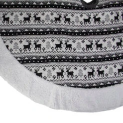 Northlight 48" Black And White Knitted Reindeer Lodge Round Christmas Tree Skirt -Northlight northlight l27905 1 68698.1588357455