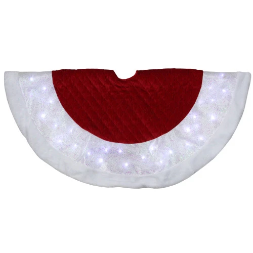 Northlight 48" LED Red Quilted Velvet Iridescent Christmas Tree Skirt With Faux Fur Trim 3 Northlight 48" LED Red Quilted Velvet Iridescent Christmas Tree Skirt With Faux Fur Trim