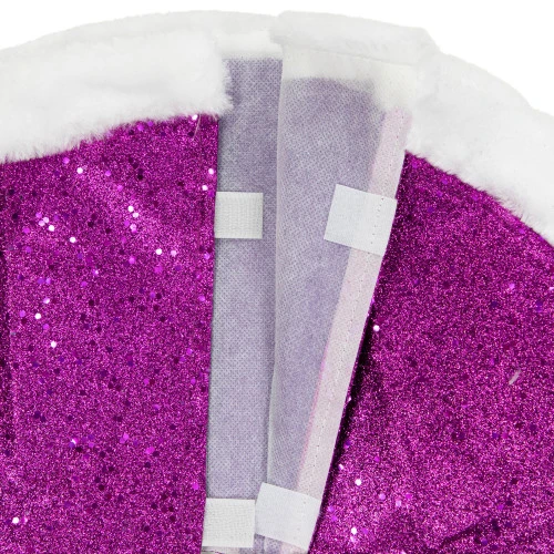 Northlight 20" Magenta Glittered Mini Christmas Tree Skirt With White Fur Trim 6 Northlight 20" Magenta Glittered Mini Christmas Tree Skirt With White Fur Trim - Image 4