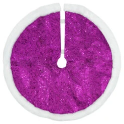 Northlight 20" Magenta Glittered Mini Christmas Tree Skirt With White Fur Trim