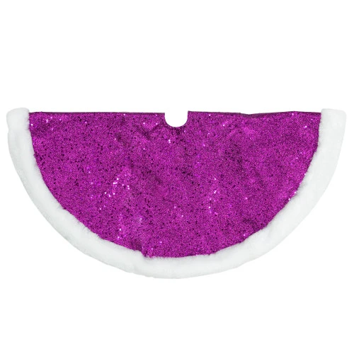 Northlight 20" Magenta Glittered Mini Christmas Tree Skirt With White Fur Trim 7 Northlight 20" Magenta Glittered Mini Christmas Tree Skirt With White Fur Trim - Image 5