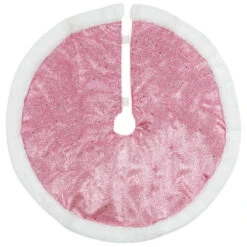 Northlight 20" Pink Glittered Mini Christmas Tree Skirt With White Fur Trim