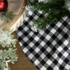 Northlight 20" White And Black Buffalo Plaid Mini Christmas Tree Skirt -Northlight northlight l27924 styled 2 44723.1691161229