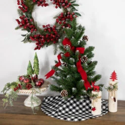 Northlight 20" White And Black Buffalo Plaid Mini Christmas Tree Skirt -Northlight northlight l27924 styled 50320.1691161229