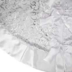 Northlight 48" Silver Metallic Filigree Christmas Tree Skirt With Sateen Bows -Northlight northlight l85448 1 23285.1588358571