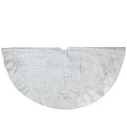 Northlight 48" Silver Metallic Filigree Christmas Tree Skirt With Sateen Bows