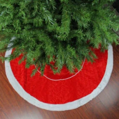 Northlight 48" Red And White Quilted Faux Fur Border Christmas Tree Skirt -Northlight northlight l85492 2 91091.1588355825