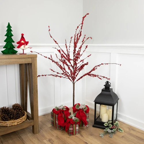 Northlight 50" Artificial Red Berry Christmas Twig Tree With Square Stand, Unlit 5 Northlight 50" Artificial Red Berry Christmas Twig Tree With Square Stand, Unlit - Image 3