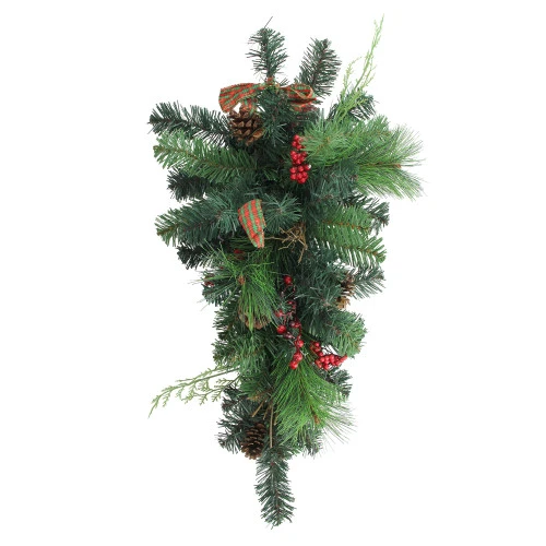 Northlight 24" Green Pre-Decorated Pinecone Artificial Christmas Teardrop Swag - Unlit 4 Northlight 24" Green Pre-Decorated Pinecone Artificial Christmas Teardrop Swag - Unlit - Image 2