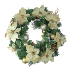 Northlight White And Green Pine Cone Artificial Christmas Wreath - 24-Inch, Unlit
