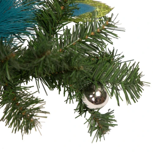 Northlight 6' X 9" Peacock Feather And Poinsettia Artificial Christmas Garland, Unlit 5 Northlight 6' X 9" Peacock Feather And Poinsettia Artificial Christmas Garland, Unlit - Image 3