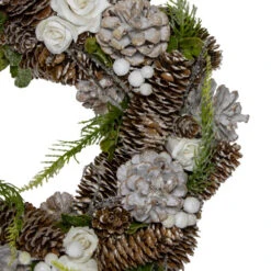 Northlight White Rose And Pine Cones Artificial Christmas Wreath, 13-Inch, Unlit -Northlight northlight sh36200 2 79353.1588355108