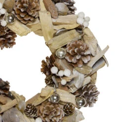 Northlight White Driftwood And Pine Cone Artificial Christmas Wreath - 13-Inch Unlit -Northlight northlight sh36206 2 26085.1587644143