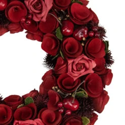 Northlight Red Wooden Rose And Berry Artificial Wreath, 13-Inch, Unlit -Northlight northlight sh36209 2 86666.1588368899