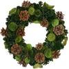 Northlight Green Wooden Rose And Pine Cone Artificial Christmas Wreath, 13.5-Inch, Unlit -Northlight northlight sh36220 1 19253.1665610426