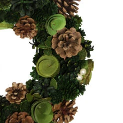 Northlight Green Wooden Rose And Pine Cone Artificial Christmas Wreath, 13.5-Inch, Unlit -Northlight northlight sh36220 2 52462.1665610426