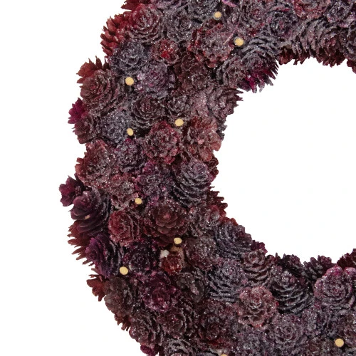 Northlight 12.5" Burgundy Glitter Pine Cone Artificial Christmas Wreath - Unlit 5 Northlight 12.5" Burgundy Glitter Pine Cone Artificial Christmas Wreath - Unlit - Image 3