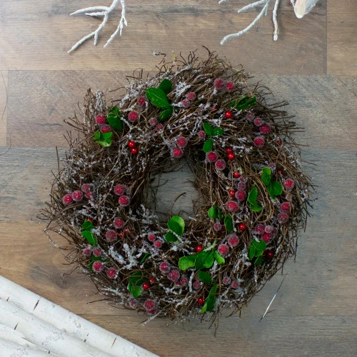 Northlight Frosted Brown Twig With Leaves And Berries Artificial Christmas Wreath - 13-Inch, Unlit 4 Northlight Frosted Brown Twig With Leaves And Berries Artificial Christmas Wreath - 13-Inch, Unlit - Image 2