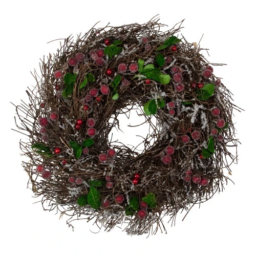 Northlight Frosted Brown Twig With Leaves And Berries Artificial Christmas Wreath - 13-Inch, Unlit 3 Northlight Frosted Brown Twig With Leaves And Berries Artificial Christmas Wreath - 13-Inch, Unlit